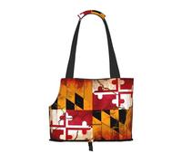 Sac à bandoulière vintage en bois imprimé drapeau du Maryland pour animaux de compagnie, convient pour les petits chiens et chats, shopping et voyage, sac double usage