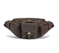 Sac à Bandoulière, Vintage en Cuir de Vache avec Sangle Réglable et Multi-poches Sac de Poitrine pour Sports de Plein Air Voyages Randonneurs et Explorateurs