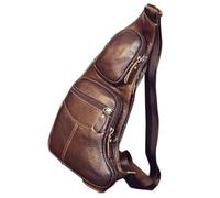 Sac à bandoulière vintage en cuir pour homme, sac à bandoulière multi-voies, parfait pour les sorties quotidiennes, les voyages, les activités de plein air, marron, 1