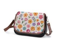 Sac à bandoulière vintage imprimé floral pour femme, sac à main en cuir synthétique respectueux de l'environnement avec bandoulière amovible, sac à main élégant à motif pour un usage quotidien