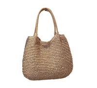 Sac à bandoulière vintage pour femme - Grande capacité - Crochet - Sac de plage - Couleur unie - Paille tissée - Sac quotidien d'été, kaki, Taille unique