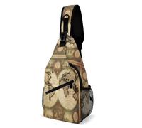Sac à bandoulière vintage pour homme et femme - Motif carte du monde ancien - Pour voyage, sport, randonnée, sac à dos vintage - 38 x 20 cm, Carte du monde vintage, 38x20cm