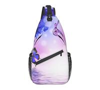 Sac à bandoulière Violet Fleur Papillon Hortensias Iris River Randonnée Daypack Bandoulière Épaule Sac À Dos Voyage Poitrine Pack pour Hommes Femmes