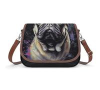 Sac à bandoulière violet pour femme, sac à main en cuir, sac à main de voyage, sac fourre-tout pour un usage quotidien, Portrait de Carlin, One Size, Fleurs et animaux