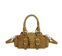 Sac à bandoulière Y2K en cuir synthétique pour femme avec sangle réglable pour une tenue décontractée et de fête, marron clair, 480.00x260.00x220.00mm/18.9x10.24x8.66inch, Décontracté