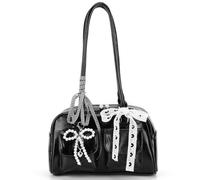 Sac à bandoulière Y2K pour les femmes à nœud sous-bras en cuir pu avec une fermeture de fermeture de bowling de poche intérieure pour voyager de travail