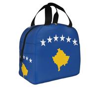 Sac à bento isotherme imprimé drapeau du Kosovo, sac à déjeuner portable en aluminium épais résistant à l'eau