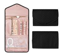 Sac à Bijoux en Rouleau Pochette Bijoux Voyage en Imperméable, Organisateur de Bijoux Sac Rangement de Bijoux Pliable, Rouleaux de Bijoux Portable pour Boucles d'oreilles Collier Bracelet Bagues