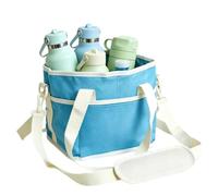 Sac à boisson isotherme réutilisable à 4 compartiments avec sangle réglable pour voyage F-Amily, randonnée, voyage, sport et sorties en famille, bleu, 1pcs