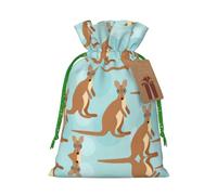 Sac à bonbons de Noël avec cordon de serrage amusant pour kangourou imprimé zoo - Sacs réutilisables pour emballage de fête