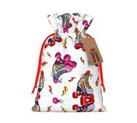 Sac à bonbons de Noël avec cordon de serrage coloré imprimé patins à roulettes réutilisables