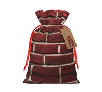 Sac à bonbons de Noël avec cordon de serrage - Motif pierre rouge brique - Réutilisable