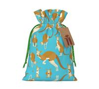 Sac à bonbons de Noël avec cordon de serrage - Réutilisable - Motif zoo de kangourou
