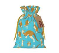 Sac à bonbons de Noël avec cordon de serrage - Réutilisable - Motif zoo de kangourou