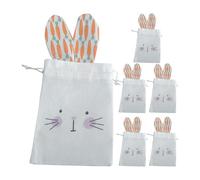 Sac à Bonbons de Pâques | Trousse de Rangement en Toile de Jute 6 Pièces | Sachets Cadeaux de Pâques à Oreilles de Lapin - Pour Les Fêtes De L'École Maternelle, De La Salle De Classe,