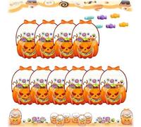 Sac à Bonbons d'Halloween,Lot De 10 Petits Sacs Cadeaux Enfant | Pochette Panier Transparent Festif pour Fête Maison École Extérieur Jardin | Friandises Classe Garçon Fille