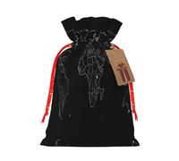 Sac à bonbons réutilisable avec cordon de serrage Motif carte du monde Noir