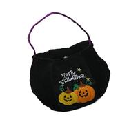 Sac à bonbons surdimensionné en velours motif citrouille saisonnière accessoire de fête essentiel pour collection de bonbons, rassemblements en velours, Noir , A