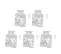 Sac à bouteille d'eau chaude épaissie de fuites en PVC Bouche grande bouche chaude sac d'eau pack de 5 (2 Katzenmuster)
