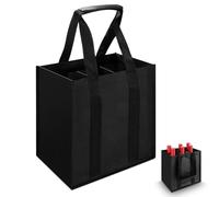 Sac à Bouteilles 6 Compartiments, Sac Porte-Bouteille de Vin Portable | Sac de Transport avec Séparateurs pour Bouteilles, 27×18×27cm, Pour bouteilles D’eau, Vin et Bière - Noir