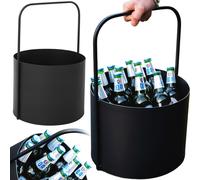 Sac à bouteilles en acier noir - Porte-boissons 6 bouteilles 35 cm - Porte-bière - Panier à bouteilles pour le jardin - Porte-bouteilles