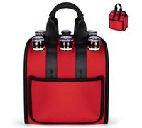 Sac à Bouteilles pour 6 Bouteilles Sac de Transport Bouteille avec Séparateurs pour Porte Bouteilles Bière Gourde Isotherme en Néoprène Réutilisable Sac Range Cadeau pour Noël Nouvel An,Rouge