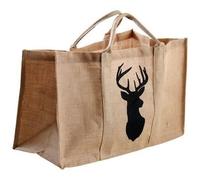 Sac à bûches AUBRY GASPARD - Jute naturel + cerf