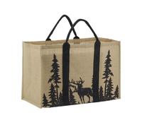Sac à bûches en jute cerf dans la forêt