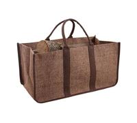 Sac à bûches en jute plastifié à damiers marron