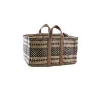 Sac à bûches en toile de jute épaisse Pampa crème et noir