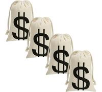 Sac à Butin Dollars, 4pcs Sac avec Signe Dollars 17 x 25 cm, Sac avec Signe Dollar, Sacs de Voleur, Sacs à Monnaie Signes Dollar, Saces Voleur Banque, pour Carnaval Halloween Cosplay