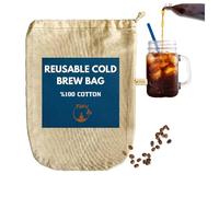 Sac à café en coton bio (20,3 x 27,9 cm) - Filtre à café réutilisable avec cordon de serrage EasyOpen - Conçu pour les pichets, les bocaux Mason et les systèmes Toddy
