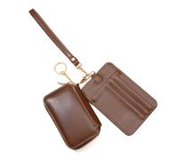 Sac à cartes simple, portefeuille court de style coréen, sac à cartes multifonction, sac de rangement pour cartes, porte-cartes en cuir PU, pochette à monnaie zippée, café, Pratique