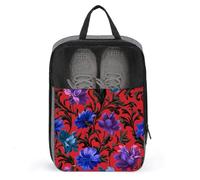 Sac à chaussures à motif botanique bleu violet pour voyage, usage quotidien, sac de rangement anti-poussière pour chaussures de golf