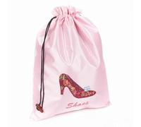 Sac à chaussures à talons hauts en soie réutilisable avec cordon de serrage pour femme, pochette de rangement portable pour voyage, maison, broderie fine, sac d'emballage avec doublure, Rose (5 pièces