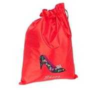 Sac à chaussures à talons hauts en soie réutilisable avec cordon de serrage pour femme, pochette de rangement portable pour voyage, maison, broderie fine, sac d'emballage avec doublure, Rouge (5