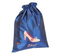 Sac à chaussures à talons hauts en soie réutilisable avec cordon de serrage pour femme, pochette de rangement portable pour voyage, maison, broderie fine, sac d'emballage avec doublure, Bleu (5 pièces