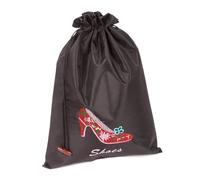 Sac à chaussures à talons hauts en soie réutilisable avec cordon de serrage pour femme, pochette de rangement portable pour voyage, maison, broderie fine, sac d'emballage avec doublure, Noir (5 pièces