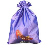 Sac à chaussures à talons hauts en soie réutilisable avec cordon de serrage pour femme, pochette de rangement portable pour voyage, maison, broderie fine, sac d'emballage avec doublure, Violet (5