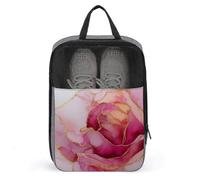 Sac à chaussures aquarelle abstrait rose avec feuille d'or pour voyage, usage quotidien, sac de rangement anti-poussière pour chaussures de golf
