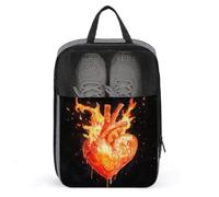 Sac à chaussures aquarelle en forme de cœur flamboyant pour voyage, usage quotidien, sac de rangement anti-poussière pour chaussures de golf