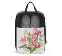 Sac à chaussures aquarelle floral rose tulipes pour voyage, usage quotidien, sac de rangement anti-poussière pour chaussures de golf