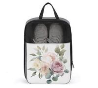 Sac à chaussures aquarelle souple pivoines roses eucalyptus pour voyage, usage quotidien, sac de rangement anti-poussière pour chaussures de golf