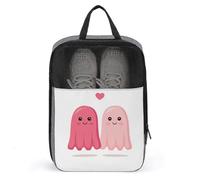 Sac à chaussures avec deux fantômes roses mignons avec cœurs pour voyage, usage quotidien, sac de rangement anti-poussière pour chaussures de golf