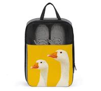 Sac à chaussures avec deux oies blanches sur jaune pour voyage, usage quotidien, sac de rangement anti-poussière pour chaussures de golf