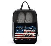 Sac à chaussures avec drapeau américain et jets de combat pour voyage, usage quotidien, sac de rangement anti-poussière pour chaussures de golf