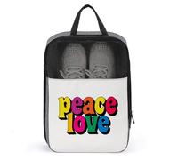 Sac à chaussures avec inscription « Peace Love in Colorful Bold Letters » - Pour voyage, usage quotidien - Anti-poussière - Pochette de rangement pour chaussures de golf