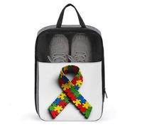 Sac à chaussures avec ruban de sensibilisation à l'autisme rouge, jaune, vert pour voyage, usage quotidien, sac de rangement anti-poussière pour chaussures de golf