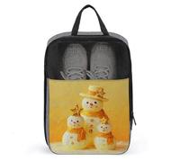 Sac à chaussures avec trois bonhomme de neige avec étoiles sur jaune pour voyage, usage quotidien, sac de rangement anti-poussière pour chaussures de golf