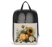 Sac à chaussures botanique citrouille tournesol feuilles vertes pour voyage usage quotidien Sac de rangement anti-poussière Pochette de rangement pour chaussures de golf